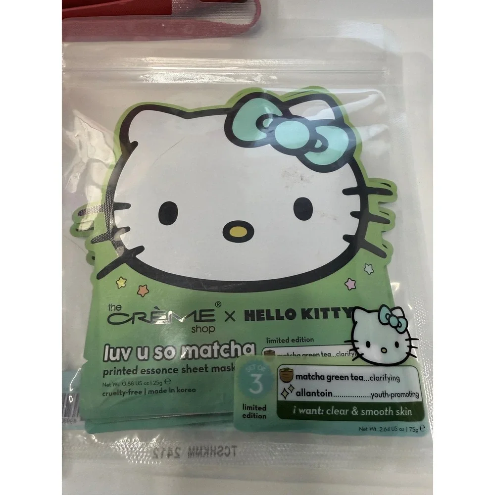 The Creme Shop Hello Kitty 4 Piece Beauty Set‎ Brush Kit Lip Balm Sheet Mask NIB